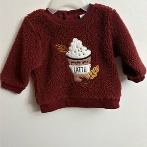 Pl Baby Cozy Sherpa Sweater with Pumpkin Spice Latte Design 6 months